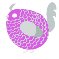A orchid and silver chicken with a lace pattern