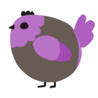 A bark and amethyst chicken with a head pattern