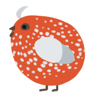 A vermilion and mist chicken with a speckle pattern