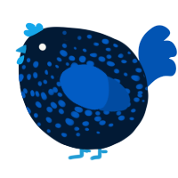 A tumblr and ultramarine chicken with a speckle pattern