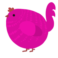 A fuchsia chicken with a bar pattern