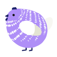 A lilac and white chicken with a bar pattern