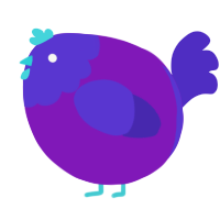 A violet and indigo chicken with a head pattern