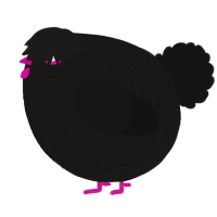 A sable and black chicken with a double-lace pattern