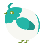 A white and turquoise chicken with a head pattern
