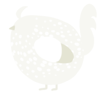 A white chicken with a speckle pattern