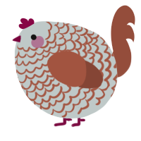 A silver and russet chicken with a lace pattern