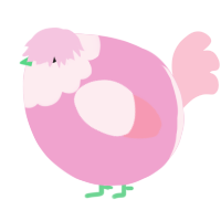 A pink and rose chicken with a head pattern