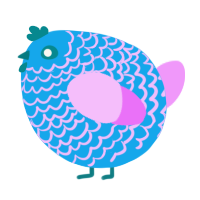 A sky and lavender chicken with a lace pattern
