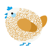 A white and orange chicken with a double-lace pattern