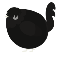A black and sable chicken with a head pattern