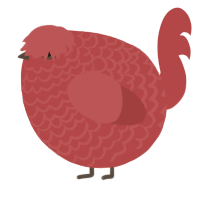 A red chicken with a lace pattern