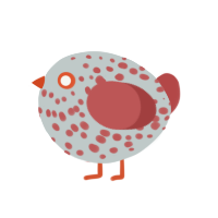 A silver and red chicken with a speckle pattern