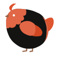 A black and vermilion chicken with a head pattern