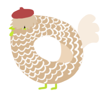 A beige and cream chicken with a lace pattern