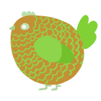 A gold and grass chicken with a lace pattern