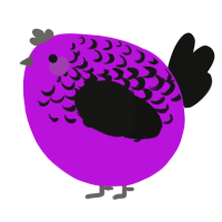 A amethyst and black chicken with a half-lace pattern
