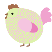 A apple and pink chicken with a lace pattern