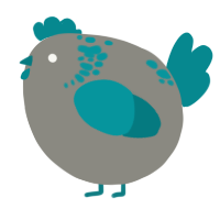 A ash and teal chicken with a neck-speckle pattern