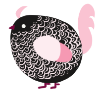 A sable and rose chicken with a double-lace pattern