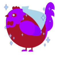 A red and amethyst chicken with a head pattern