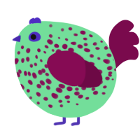 A spring and wine chicken with a speckle pattern