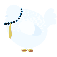 A white chicken with a half-lace pattern