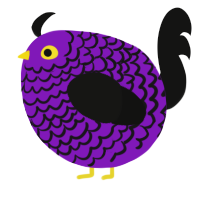 A violet and black chicken with a lace pattern