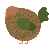 A brown and olive chicken with a double-lace pattern