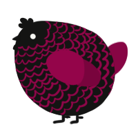 A black and maroon chicken with a lace pattern