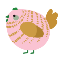 A rose and gold chicken with a bar pattern