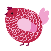 A crimson and pink chicken with a lace pattern