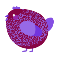 A maroon and blurple chicken with a double-lace pattern