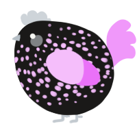 A sable and lavender chicken with a speckle pattern