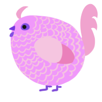 A lavender and pink chicken with a lace pattern