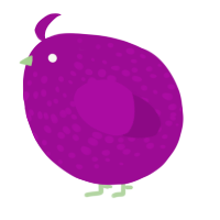 A plum chicken with a speckle pattern