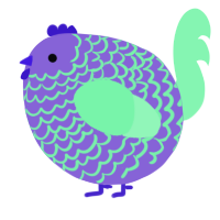 A chartreuse and wine chicken with a lace pattern