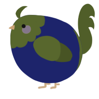 A navy and olive chicken with a head pattern