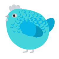 A aqua and cerulean chicken with a half-lace pattern