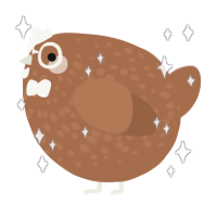 A brown chicken with a speckle pattern