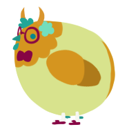 A lemon and ochre chicken with a head pattern