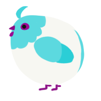 A white and aqua chicken with a head pattern