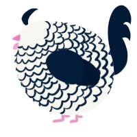 A white and tumblr chicken with a lace pattern