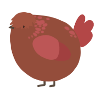 A russet and red chicken with a neck-speckle pattern
