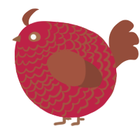 A crimson and russet chicken with a lace pattern