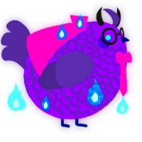 A violet and overcast chicken with a lace pattern