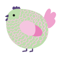 A gluppy and pink chicken with a lace pattern