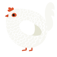 A white chicken with a lace pattern