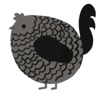 A grey and black chicken with a lace pattern
