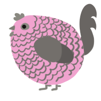 A pink and grey chicken with a lace pattern